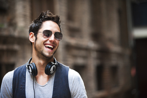 Young Man Smiling With Headphones